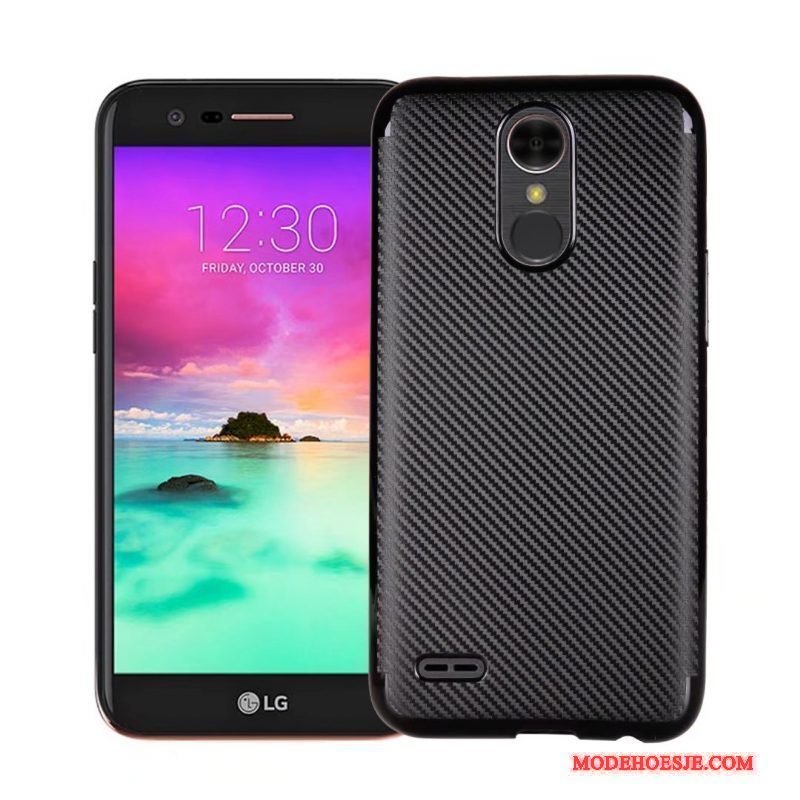 Hoesje Lg K10 2017 Zacht Telefoon Fiber, Hoes Lg K10 2017 Bescherming Zilver