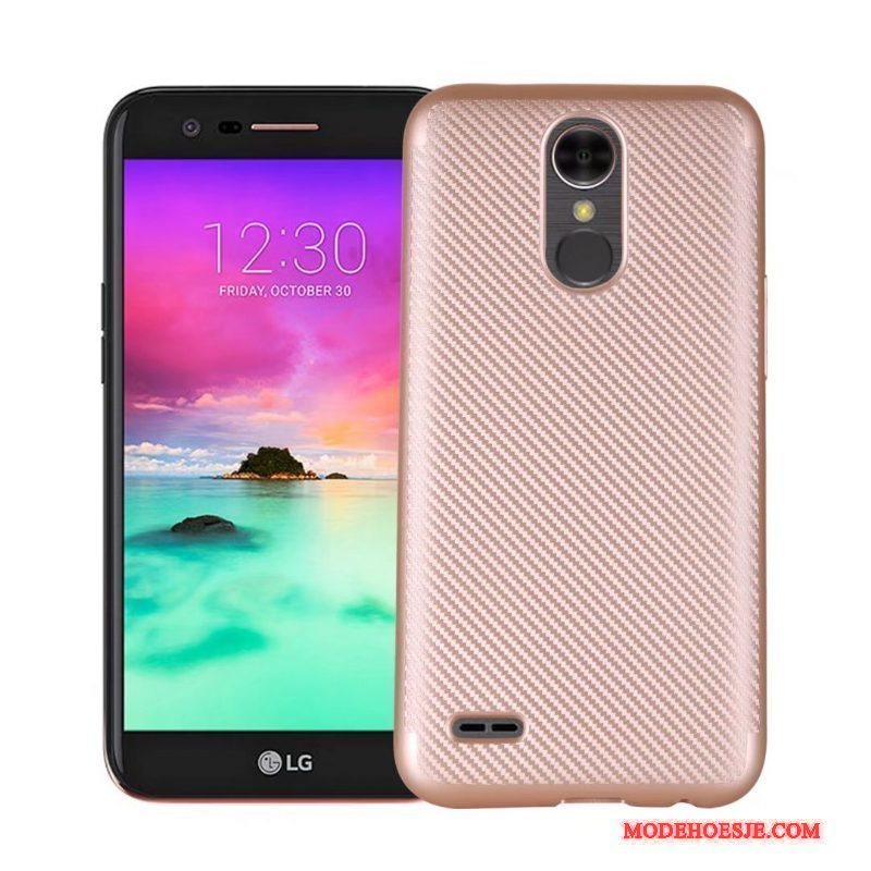 Hoesje Lg K10 2017 Zacht Telefoon Fiber, Hoes Lg K10 2017 Bescherming Zilver