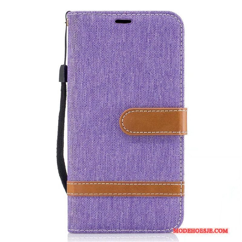 Hoesje Lg K10 Portemonnee Purper Nieuw, Hoes Lg K10 Bescherming Trend Denim