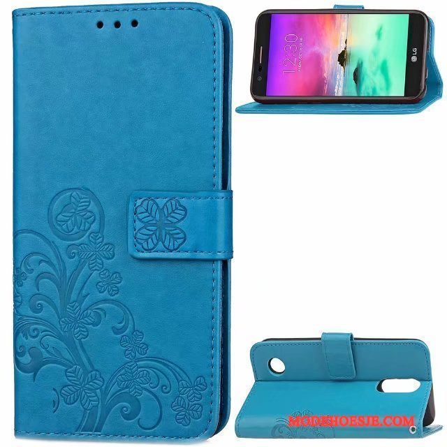 Hoesje Lg K4 2017 Bescherming Blauwtelefoon, Hoes Lg K4 2017 Folio Anti-fall Eenvoudige