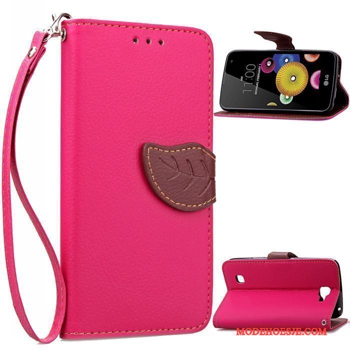 Hoesje Lg K4 Bescherming Rood Anti-fall, Hoes Lg K4 Leer Hanger Klittenband