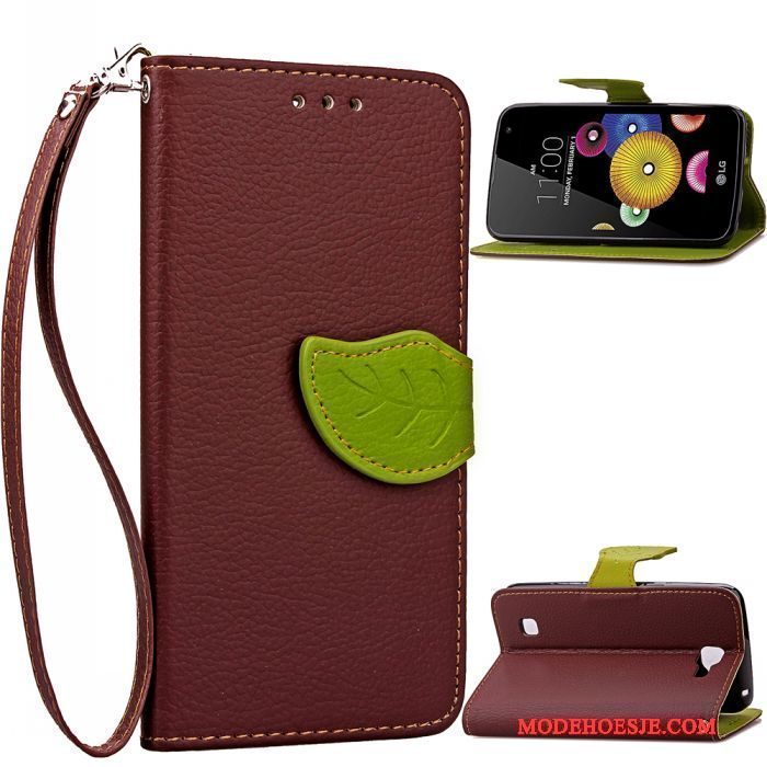 Hoesje Lg K4 Bescherming Rood Anti-fall, Hoes Lg K4 Leer Hanger Klittenband