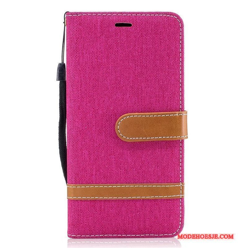 Hoesje Lg K8 2017 Bescherming Denim Rood, Hoes Lg K8 2017 Portemonnee