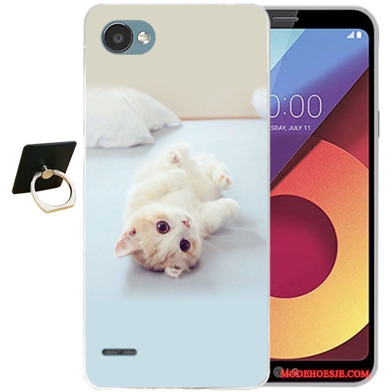 Hoesje Lg Q6 Siliconen Anti-falltelefoon, Hoes Lg Q6 Reliëf Lichtblauw