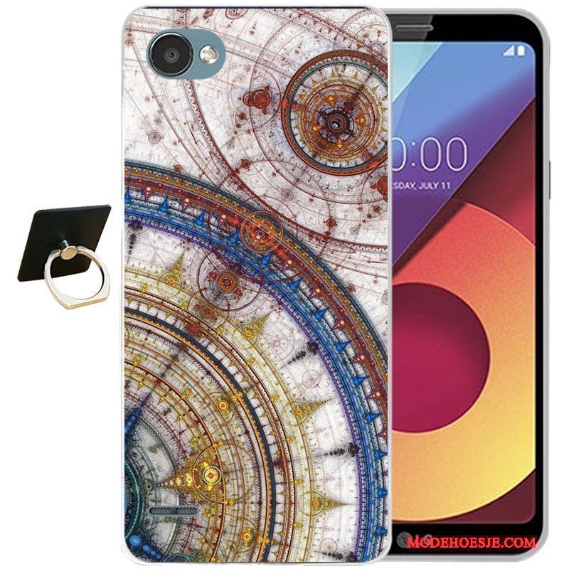 Hoesje Lg Q6 Siliconen Anti-falltelefoon, Hoes Lg Q6 Reliëf Lichtblauw