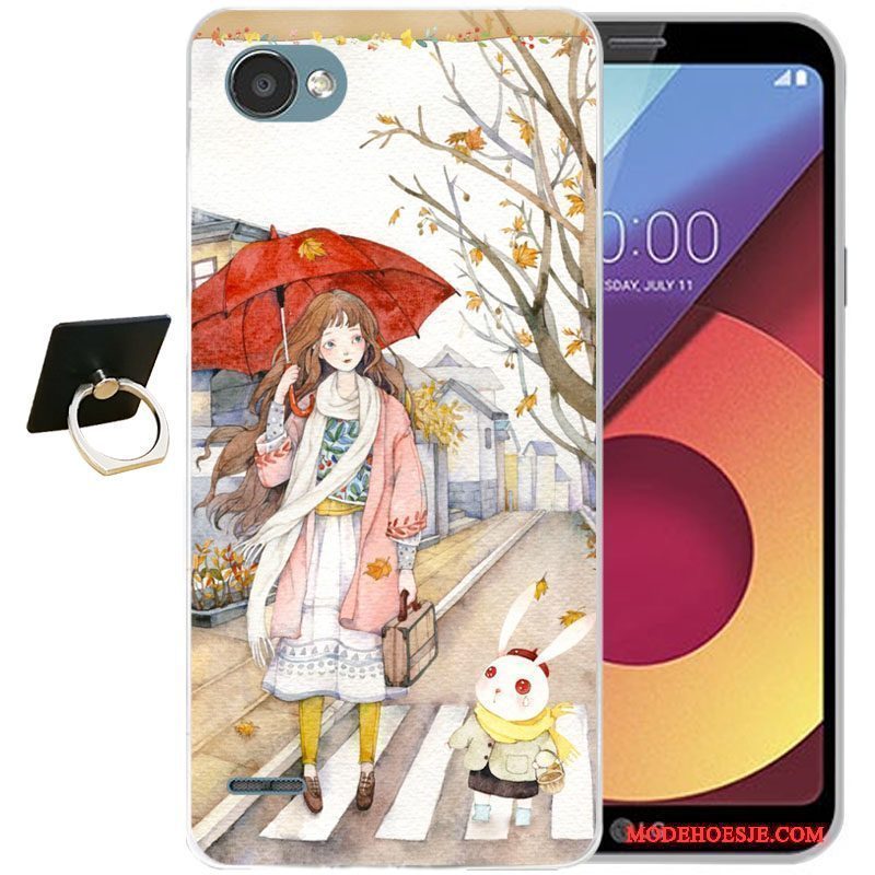 Hoesje Lg Q6 Siliconen Anti-falltelefoon, Hoes Lg Q6 Reliëf Lichtblauw