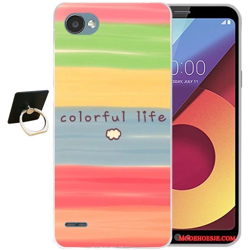 Hoesje Lg Q6 Siliconen Anti-falltelefoon, Hoes Lg Q6 Reliëf Lichtblauw