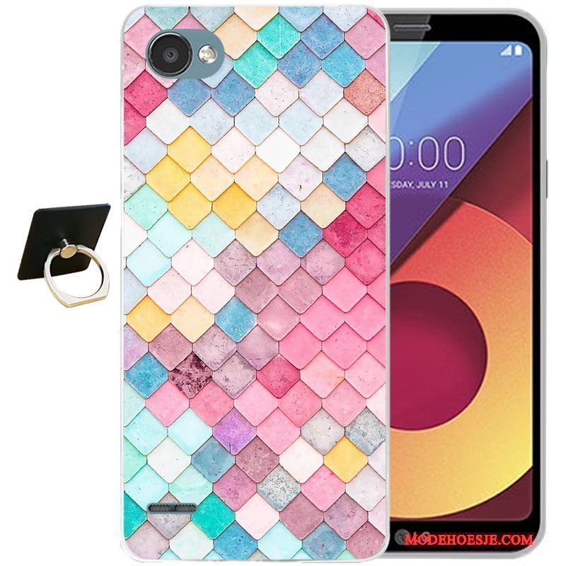 Hoesje Lg Q6 Siliconen Anti-falltelefoon, Hoes Lg Q6 Reliëf Lichtblauw