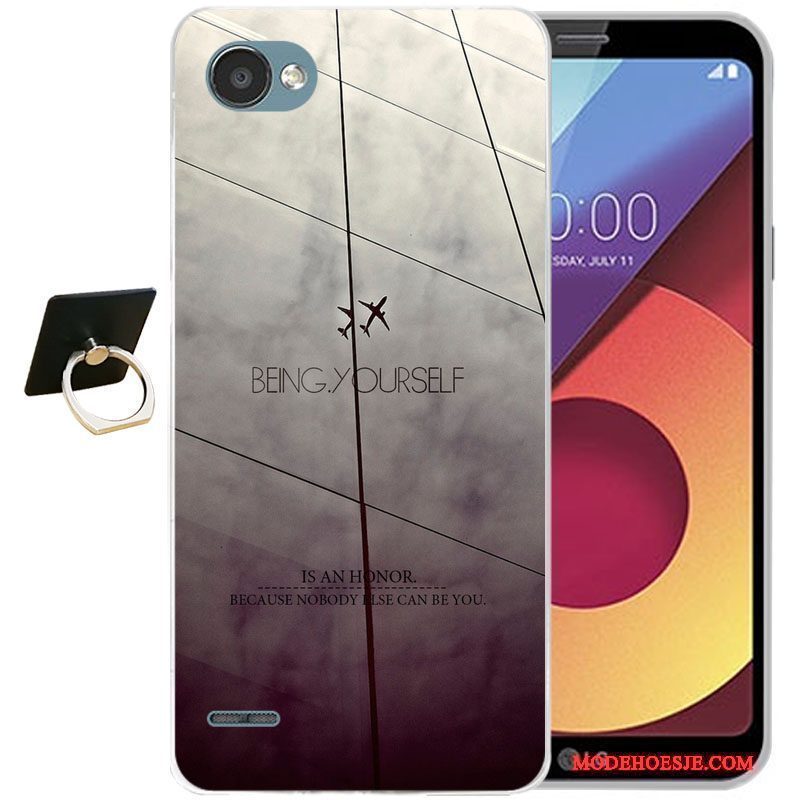 Hoesje Lg Q6 Siliconen Anti-falltelefoon, Hoes Lg Q6 Reliëf Lichtblauw