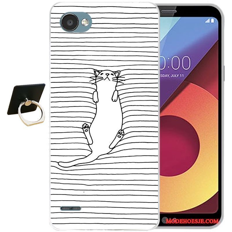 Hoesje Lg Q6 Siliconen Anti-falltelefoon, Hoes Lg Q6 Reliëf Lichtblauw