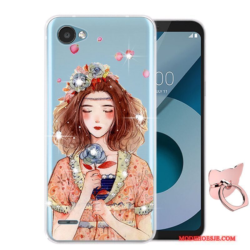 Hoesje Lg Q6 Zacht Rood Anti-fall, Hoes Lg Q6 Bescherming Telefoon Roze