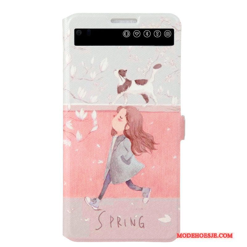 Hoesje Lg V20 Folio Trendtelefoon, Hoes Lg V20 Spotprent Winterslaap Roze