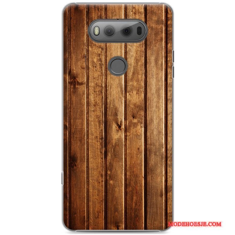 Hoesje Lg V20 Houtnerf Anti-falltelefoon, Hoes Lg V20 Bescherming Eenvoudige Grijs