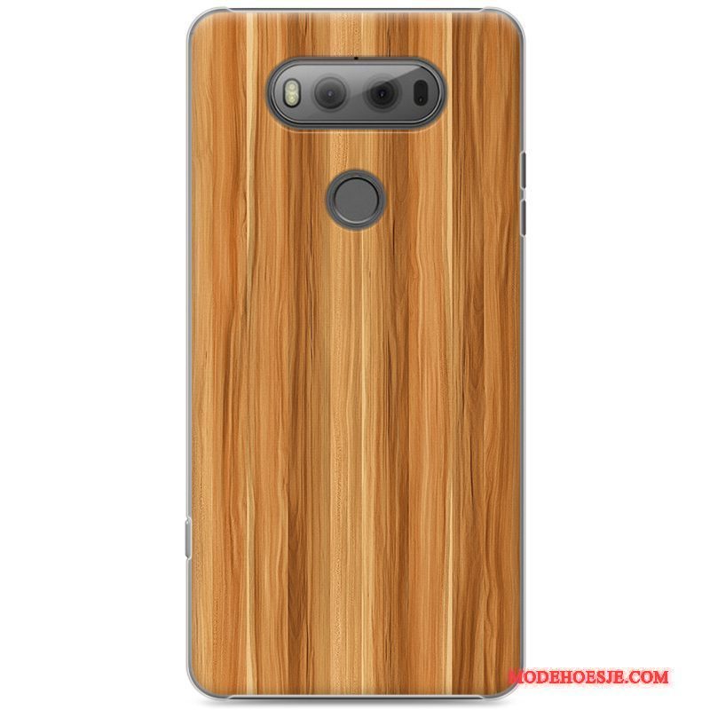 Hoesje Lg V20 Houtnerf Anti-falltelefoon, Hoes Lg V20 Bescherming Eenvoudige Grijs