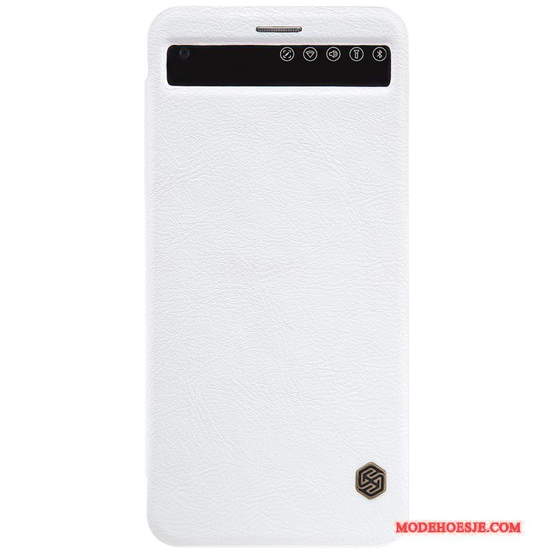 Hoesje Lg V20 Leer Anti-fall Wijnrood, Hoes Lg V20 Folio Telefoon Goud