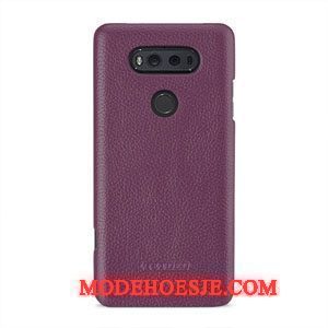 Hoesje Lg V20 Leer Antislip Groen, Hoes Lg V20 Bescherming Anti-falltelefoon