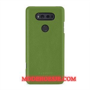 Hoesje Lg V20 Leer Antislip Groen, Hoes Lg V20 Bescherming Anti-falltelefoon