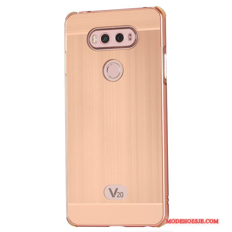 Hoesje Lg V20 Metaal Goud Trend, Hoes Lg V20 Bescherming Omlijstingtelefoon