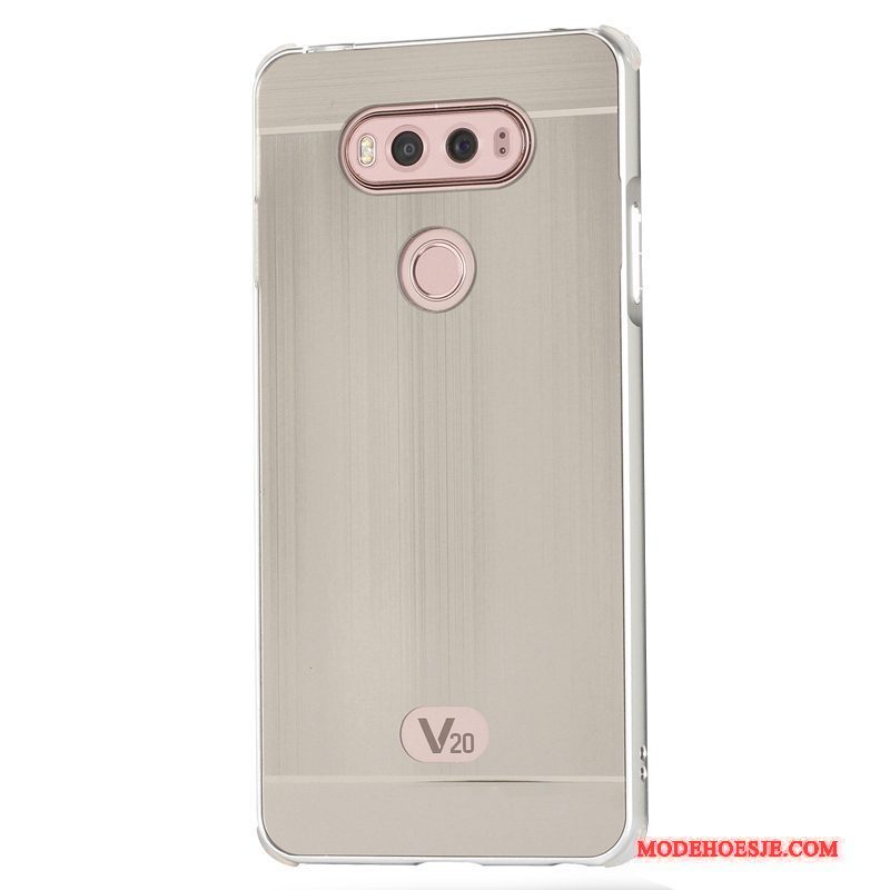 Hoesje Lg V20 Metaal Goud Trend, Hoes Lg V20 Bescherming Omlijstingtelefoon