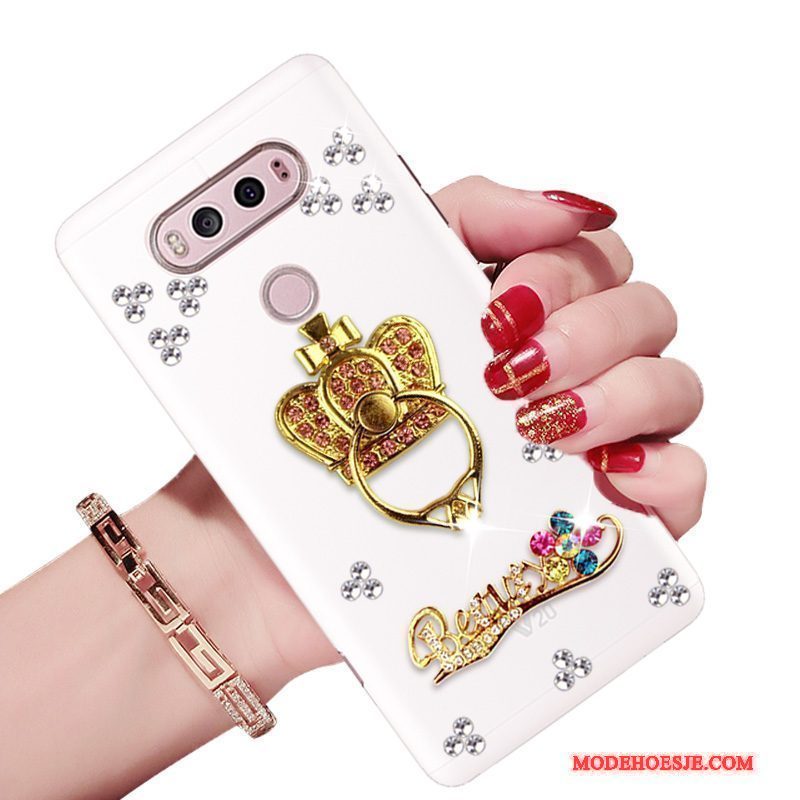 Hoesje Lg V20 Strass Telefoon Wit, Hoes Lg V20 Zakken Anti-fall