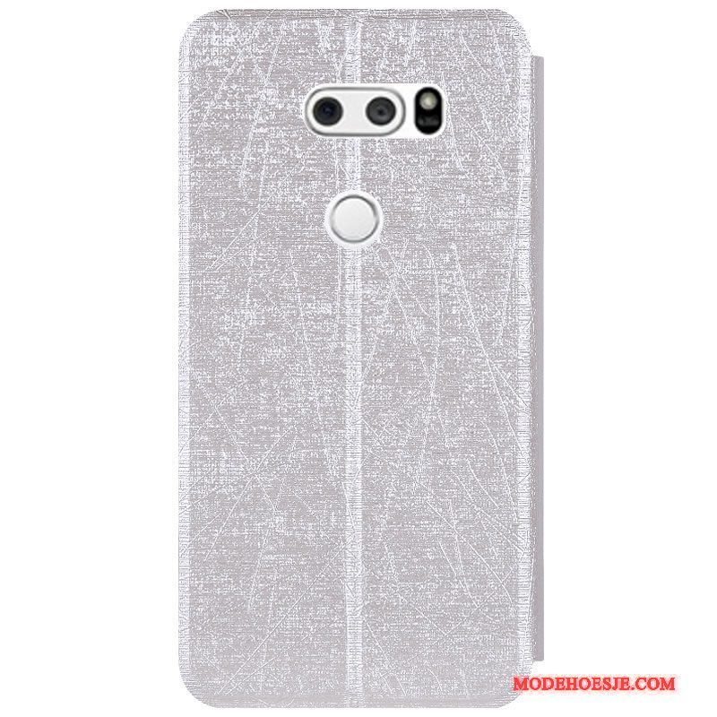 Hoesje Lg V30 Folio Kleur Blauw, Hoes Lg V30 Ondersteuning Anti-falltelefoon