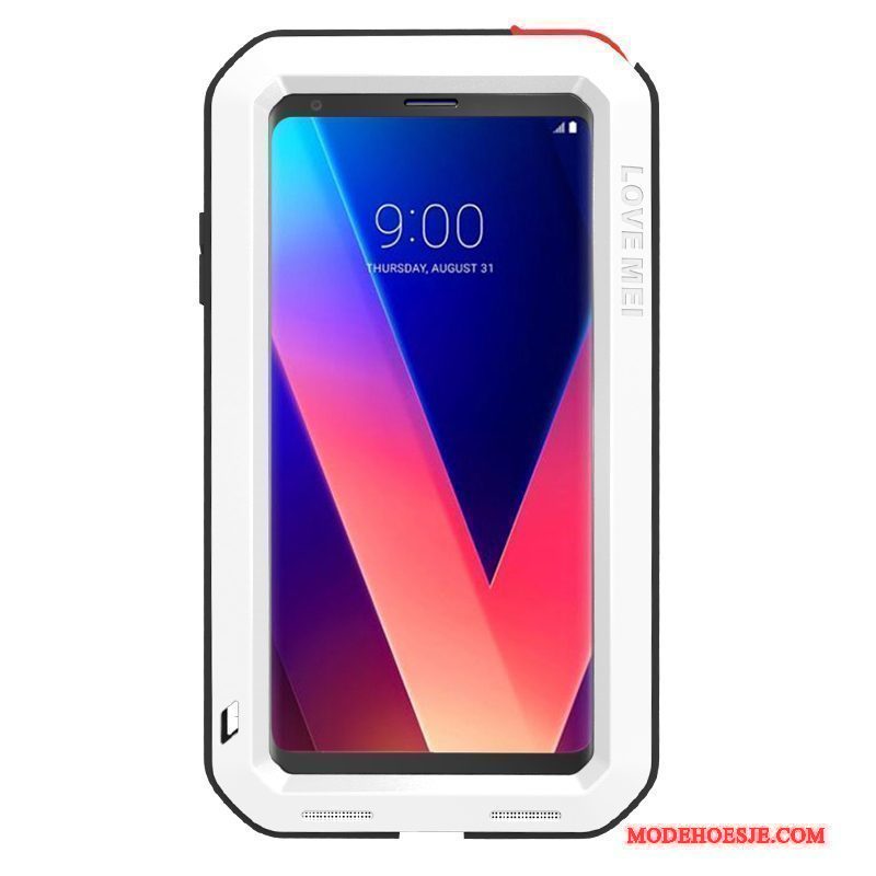 Hoesje Lg V30 Metaal Telefoon Zwart, Hoes Lg V30 Zakken Hard Drie Verdedigingen