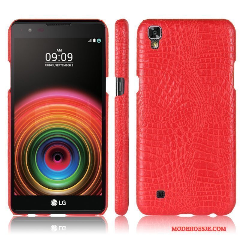 Hoesje Lg X Power Bescherming Roze Krokodil, Hoes Lg X Power Leer Anti-falltelefoon