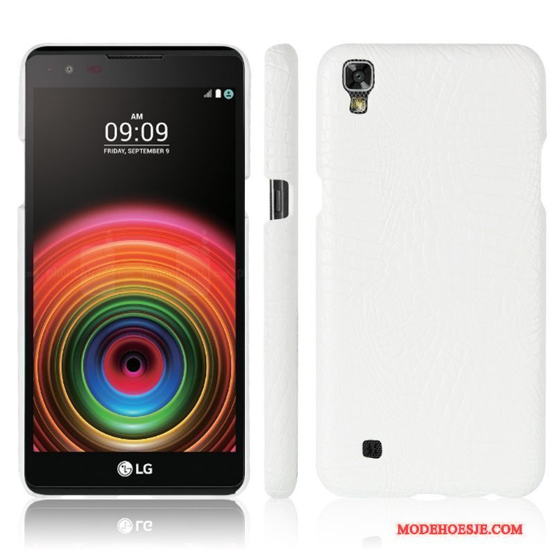 Hoesje Lg X Power Bescherming Roze Krokodil, Hoes Lg X Power Leer Anti-falltelefoon