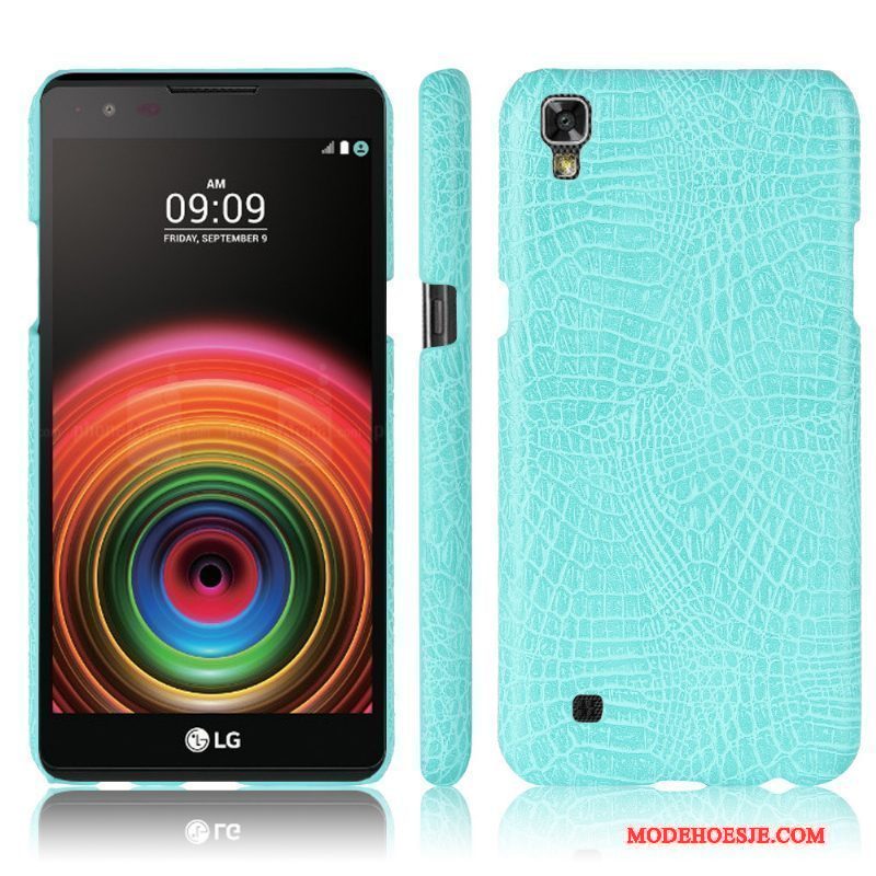 Hoesje Lg X Power Bescherming Roze Krokodil, Hoes Lg X Power Leer Anti-falltelefoon