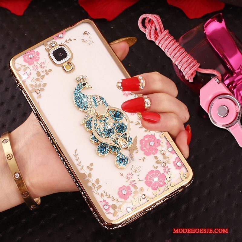 Hoesje Mi 4 Zacht Plating Ring, Hoes Mi 4 Bescherming Anti-fall Roze