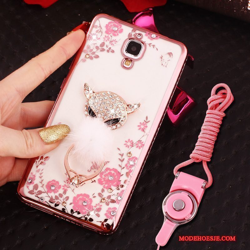 Hoesje Mi 4 Zacht Plating Ring, Hoes Mi 4 Bescherming Anti-fall Roze