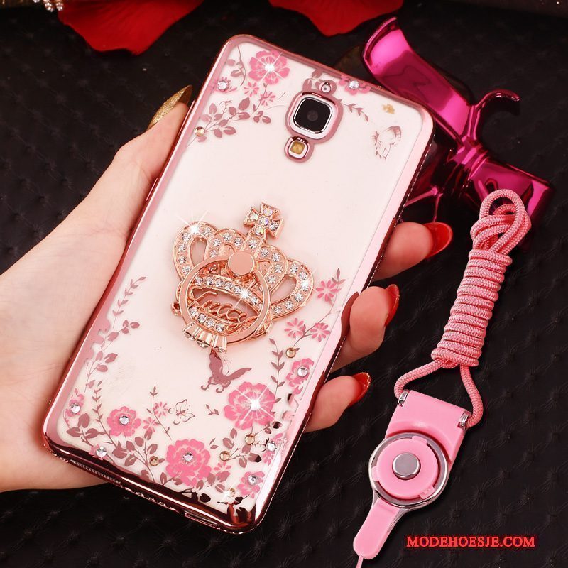 Hoesje Mi 4 Zacht Plating Ring, Hoes Mi 4 Bescherming Anti-fall Roze