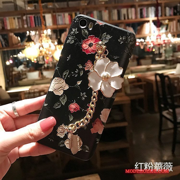 Hoesje Mi 5 Bescherming Bloemen Schrobben, Hoes Mi 5 Zacht Telefoon Zwart