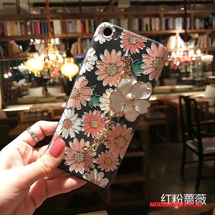 Hoesje Mi 5 Bescherming Bloemen Schrobben, Hoes Mi 5 Zacht Telefoon Zwart