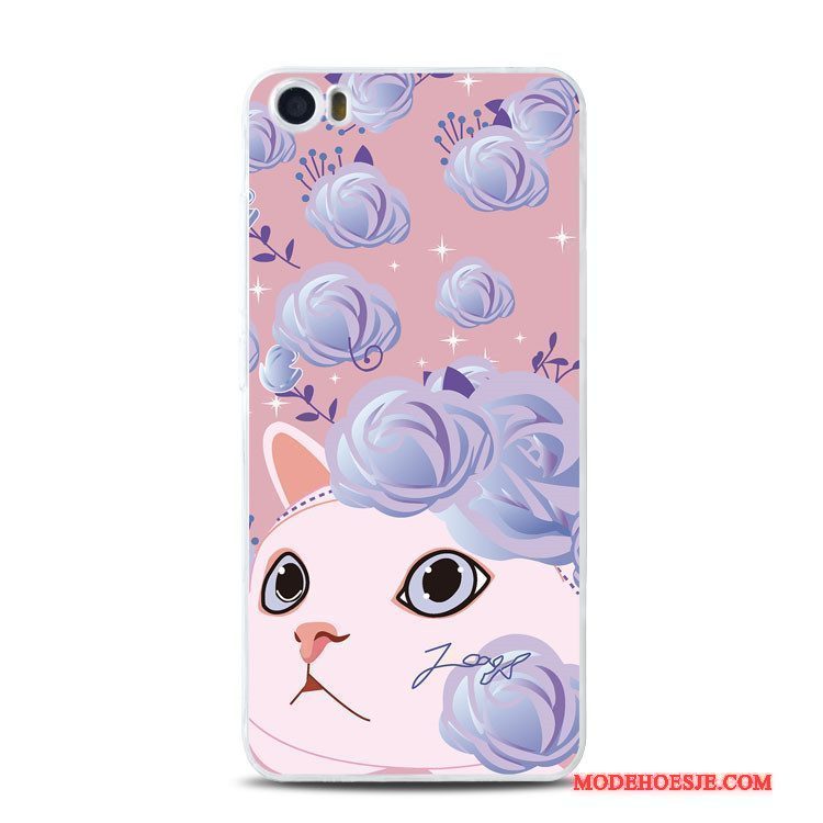 Hoesje Mi 5 Ondersteuning Bloemen Purper, Hoes Mi 5 Siliconen Telefoon Kat