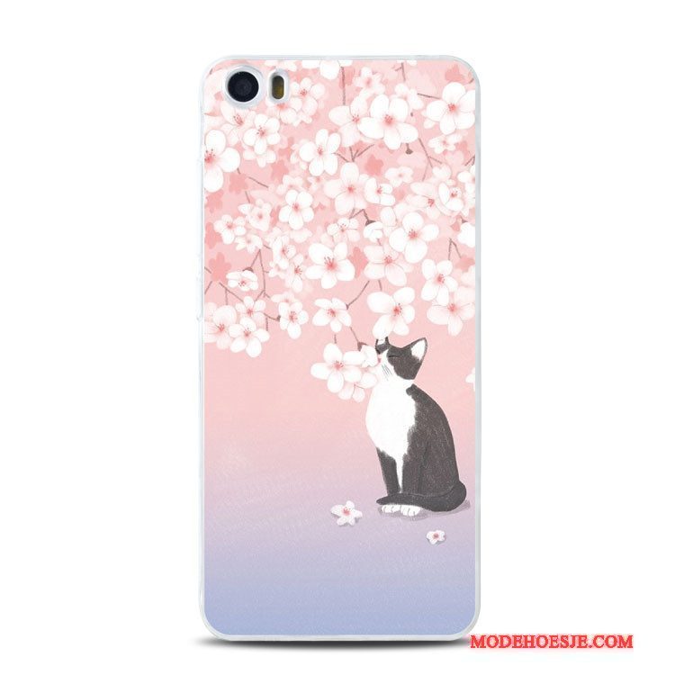 Hoesje Mi 5 Ondersteuning Bloemen Purper, Hoes Mi 5 Siliconen Telefoon Kat