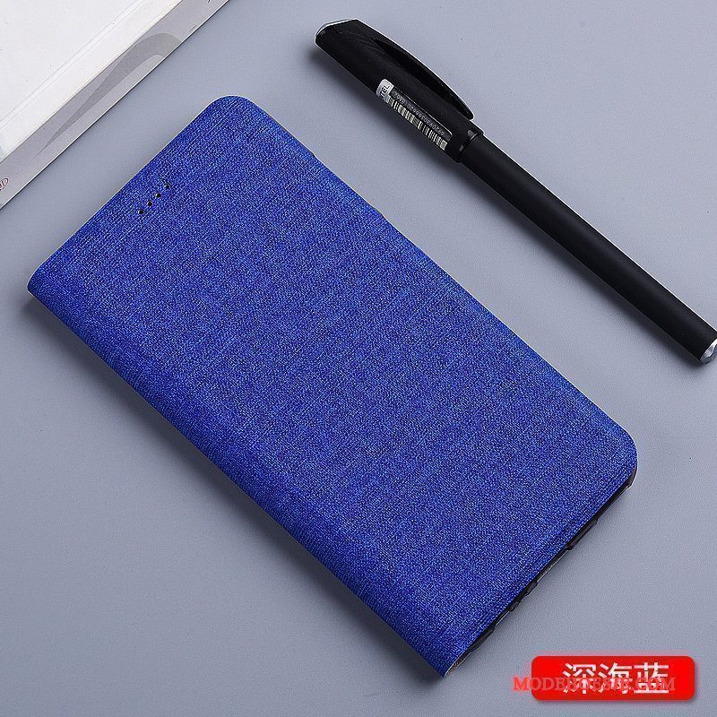 Hoesje Mi 5x Leer Katoen En Linnen Blauw, Hoes Mi 5x Folio Mini Rood