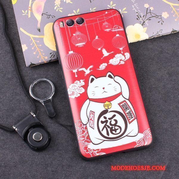 Hoesje Mi 6 Siliconen Mini Hanger, Hoes Mi 6 Zakken Rood Anti-fall