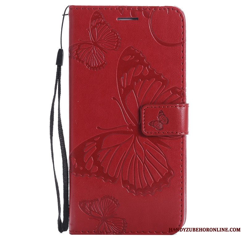 Hoesje Mi 9 Folio Telefoon Vlinder Bloemen, Hoes Mi 9 Leer Anti-fall Donkerblauw