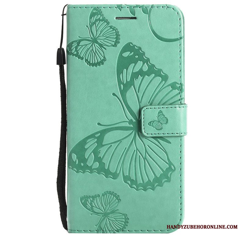 Hoesje Mi 9 Folio Telefoon Vlinder Bloemen, Hoes Mi 9 Leer Anti-fall Donkerblauw