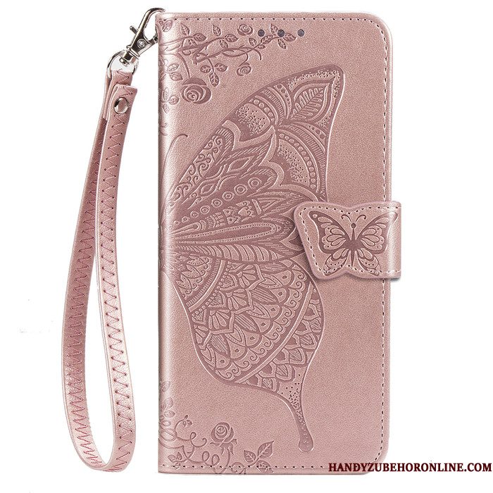 Hoesje Mi 9 Lite Portemonnee Roze Anti-fall, Hoes Mi 9 Lite Leer Mini Kaart