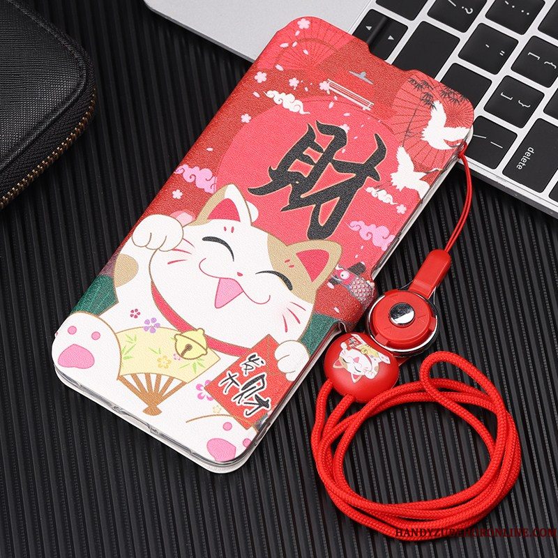 Hoesje Mi 9t Pro Leer Anti-falltelefoon, Hoes Mi 9t Pro Folio Rood Mini