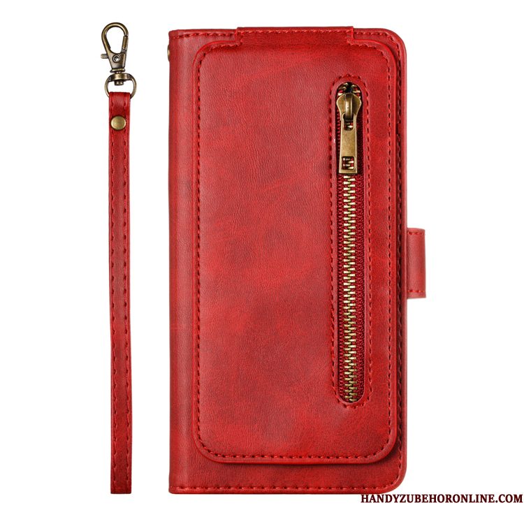 Hoesje Mi A3 Leer Rood Diepe Kleur, Hoes Mi A3 Folio Minitelefoon