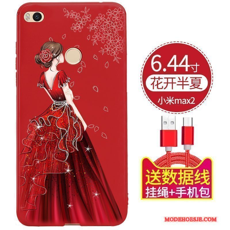 Hoesje Mi Max 2 Bescherming Telefoon Rood, Hoes Mi Max 2 Zakken Mini Anti-fall