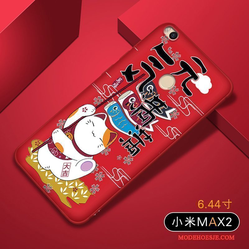 Hoesje Mi Max 2 Siliconen Lovers Anti-fall, Hoes Mi Max 2 Zacht Mini Rood