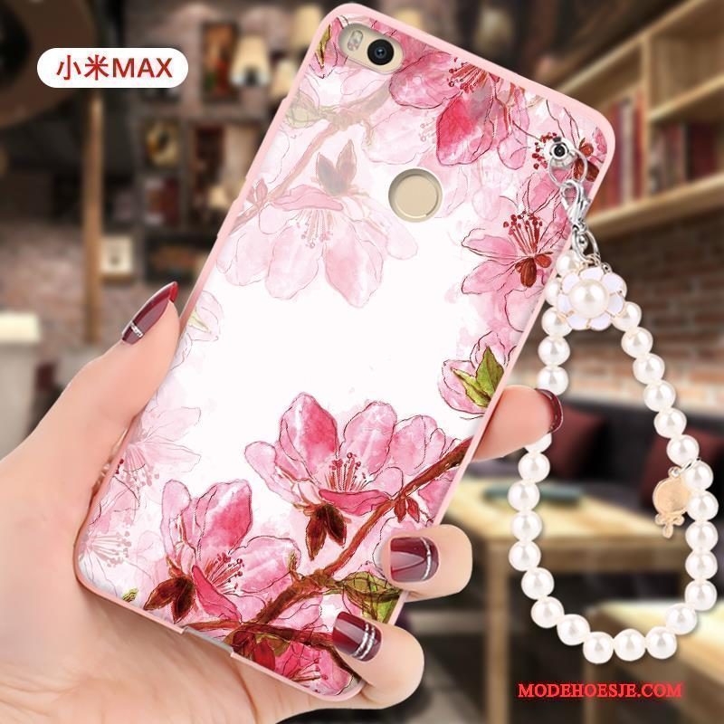 Hoesje Mi Max 2 Siliconen Mini Roze, Hoes Mi Max 2 Bescherming Hangertelefoon