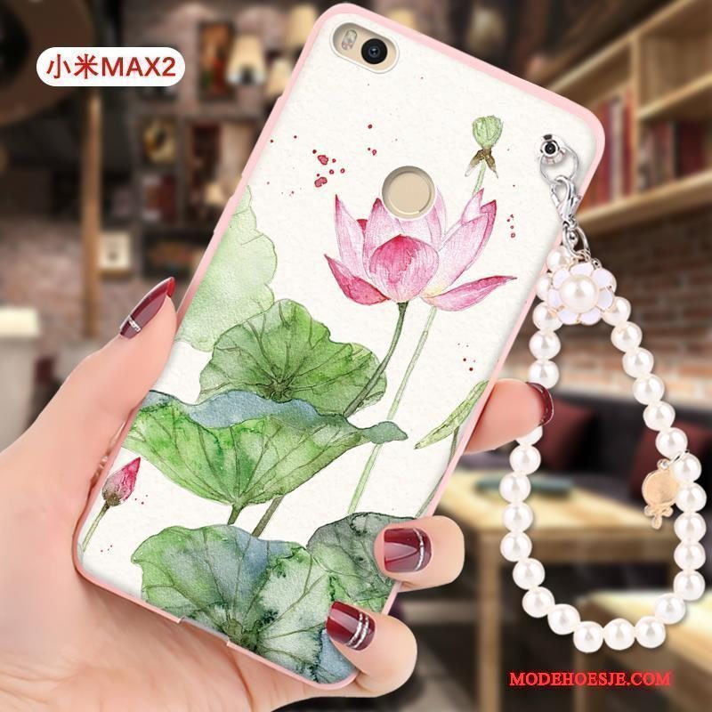 Hoesje Mi Max 2 Siliconen Mini Roze, Hoes Mi Max 2 Bescherming Hangertelefoon