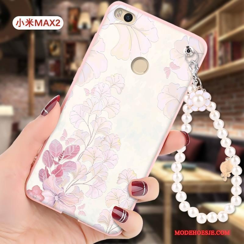 Hoesje Mi Max 2 Siliconen Mini Roze, Hoes Mi Max 2 Bescherming Hangertelefoon