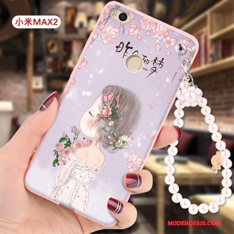 Hoesje Mi Max 2 Siliconen Mini Roze, Hoes Mi Max 2 Bescherming Hangertelefoon