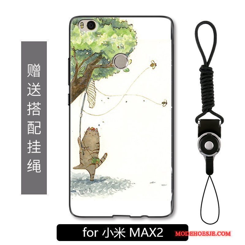 Hoesje Mi Max 2 Spotprent Telefoon Groen, Hoes Mi Max 2 Bescherming Kat Anti-fall